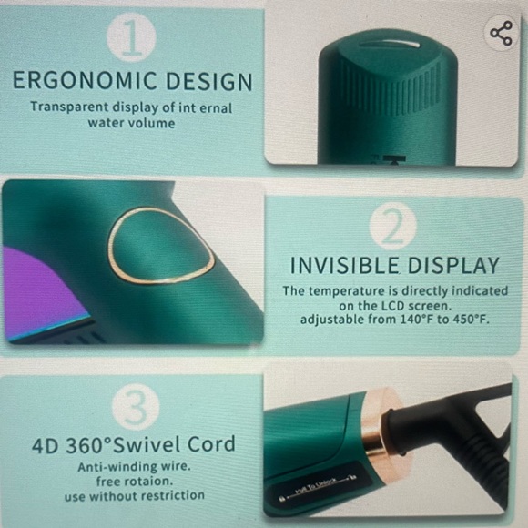 K&K Flat Iron, 1.75 inch Wide Plate,, Dual Voltage NEW- No BOX, adjustable heat - Picture 3 of 6